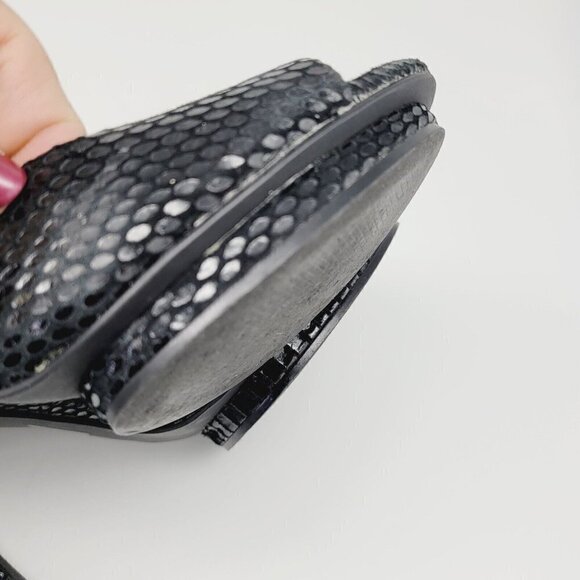 Michael by Michael Shannon Black Leather Peep Toe 4" Heels Snakeskin Texture 7.5 - Picture 5 of 13